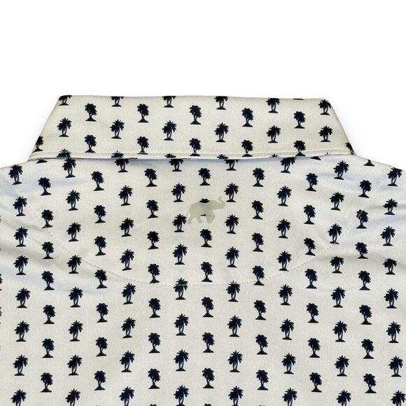Merrill Apparel Men's Palm Tree Pattern Polo White & Navy - Picture 4 of 4